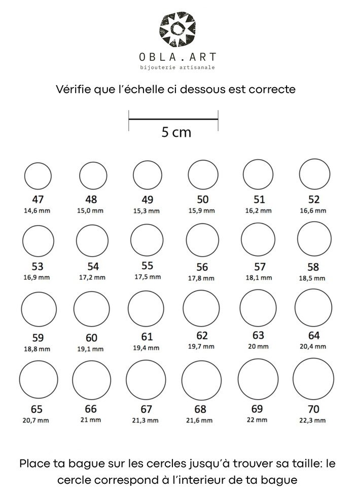 Guide des tailles de bague obla.art